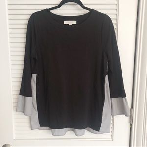 Loft Black Top With Striped Panels